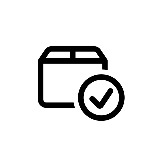 Black line art icon of a calendar with a checkmark representing shipping protection by route package protection service