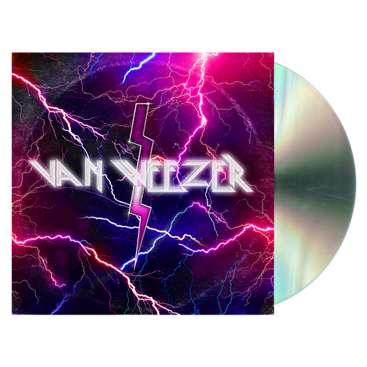 Van Weezer CD album cover with vibrant pink and purple lightning bolts and bold white band name logo from official Weezer merchandise