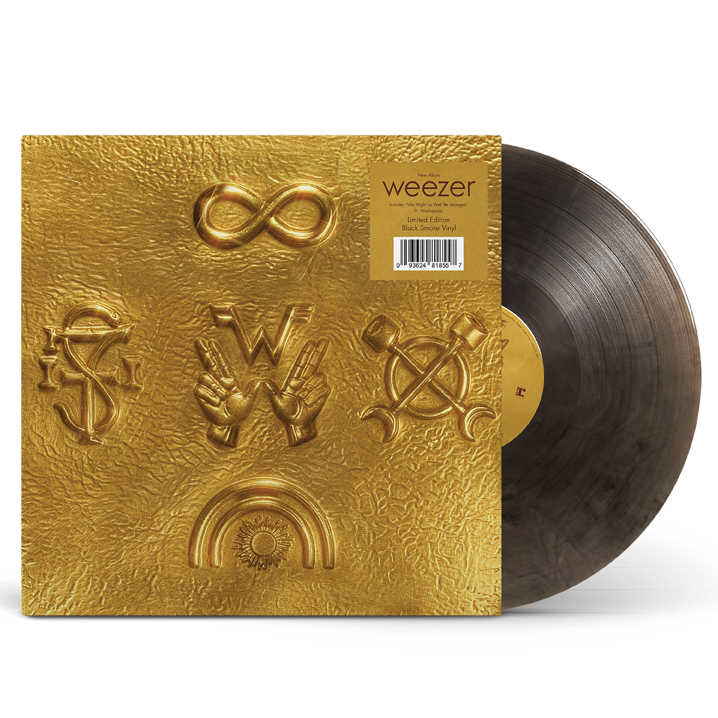Weezer artifact wzr.004 black gold vinyl with golden embossed cover and black smoke vinyl record preorder